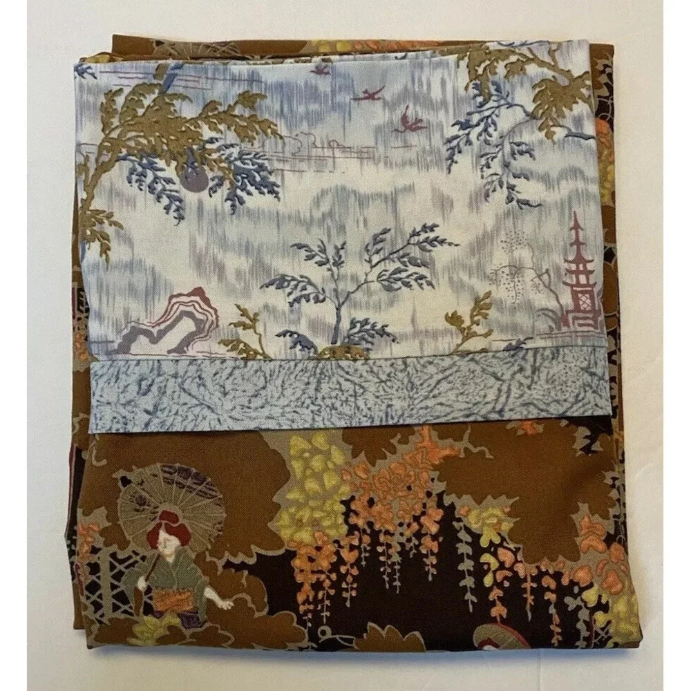 Custom Contrasting Print Pillowcase 100% Cotton French Seams Asian Scene